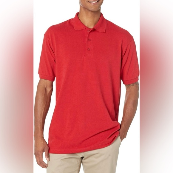 NEW! DICKIES Mens Solid Red Short Sleeve Performance Polo Shirt - Picture 1 of 12